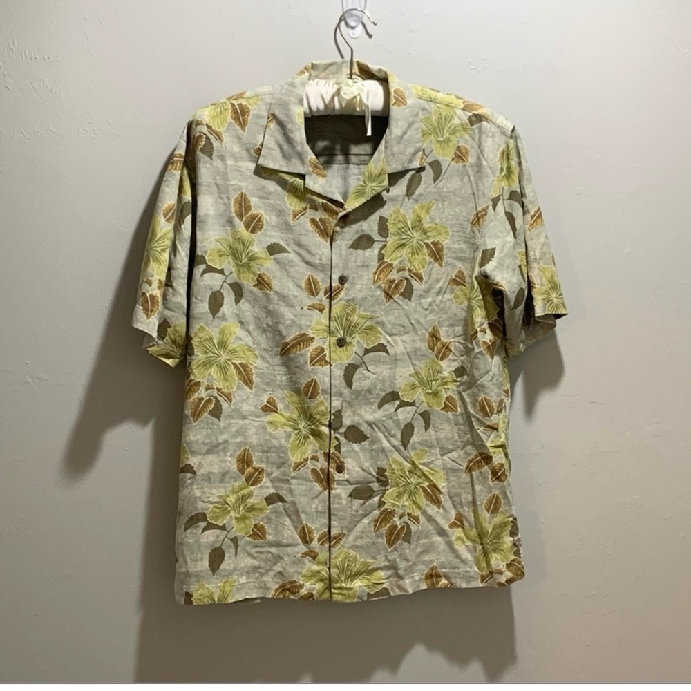 Tommy Bahama Tropical Print Silk Button Front Hawaiian Shirt Sz Medium